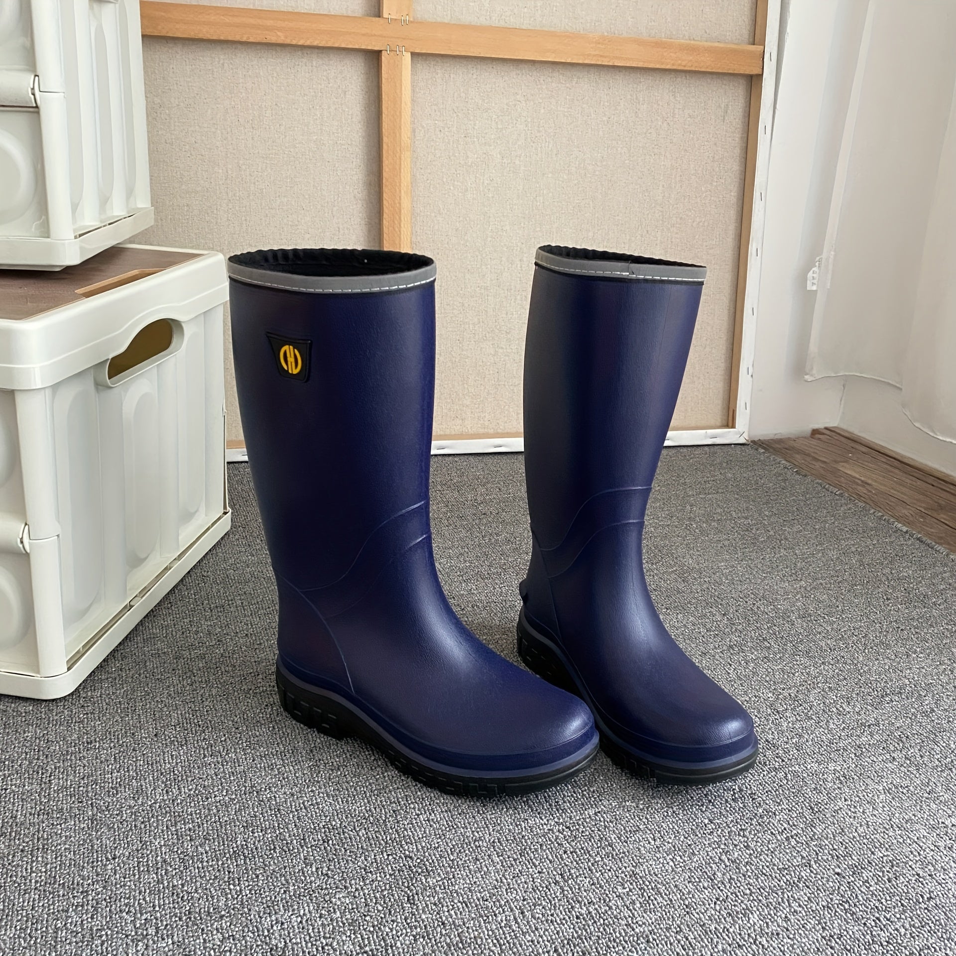 Women's Waterproof Mid Calf Rain Boots - Anti skid Slip On Shoes