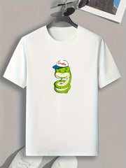 Snake Pattern Print Men's Sports T-shirt - Comfy Graphic Tee