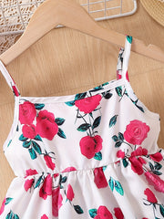 Youth Girl Colorful Heart Print Camisole Princess Dress