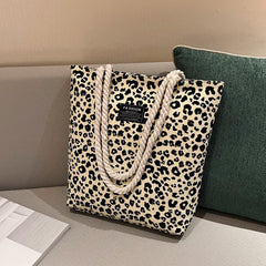 Leopard Pattern Zipper Tote Bag for Women