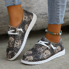 Leopard Pattern Shoes Casual Lace Up Loafers Lightweight Comfort
