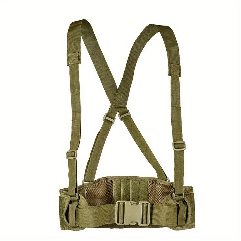 Tactical Waist Support with Suspenders and Padded Molle Belt