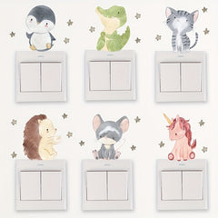 6pcs Kids Room Cartoon Animal Stickers for Fun Decor