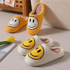 Women's Smile Face Slippers Cozy & Warm Plush Flat Shoes