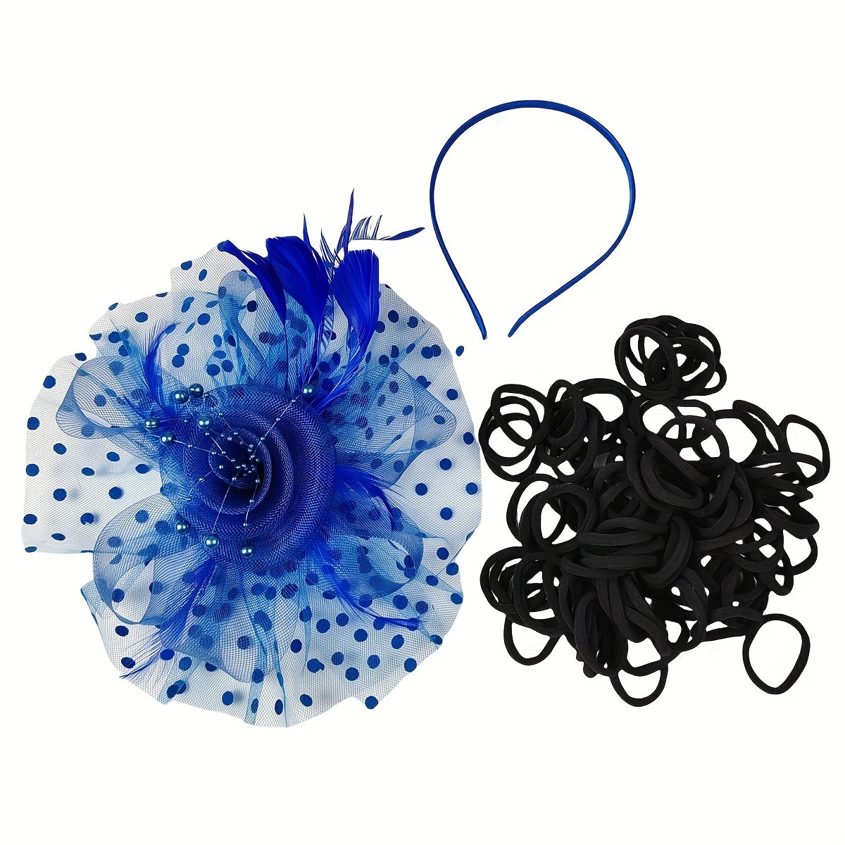 Pink Floral Fascinators Hat & Hair Ties Mesh Feather Hair Clips for Women