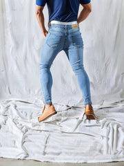 Men's Ripped Skinny Jeans Casual Street Style High Stretch Denim Pants