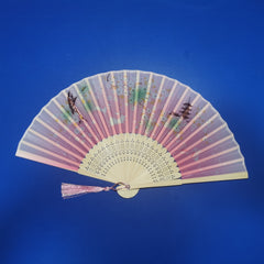 Silk Folding Fan Plum Blossom Bamboo Wedding Prom Decoration
