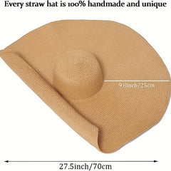 Oversized Coffee Floppy Sun Hat Large Brim Straw Hat