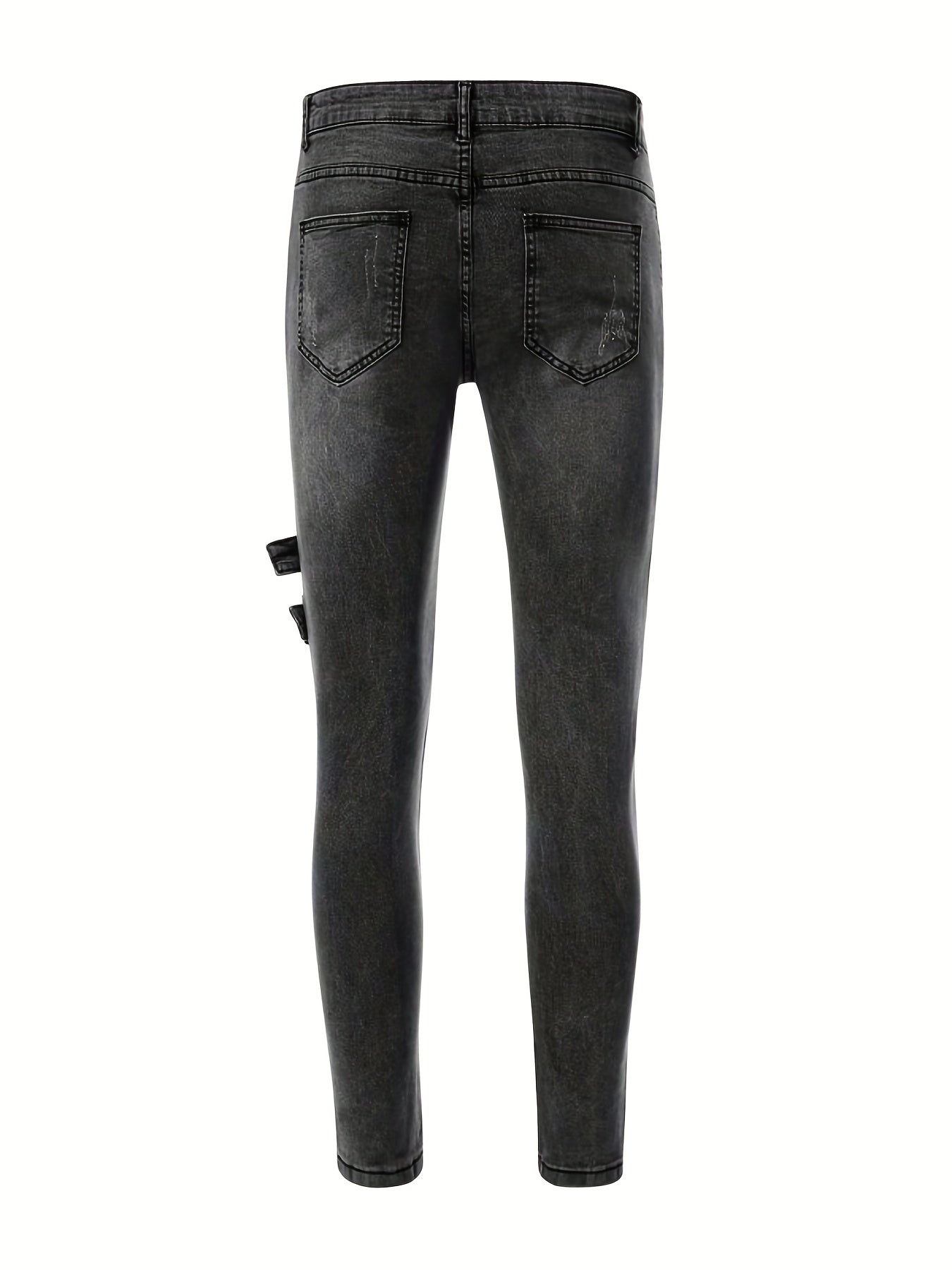 Slim Fit Ripped Biker Jeans Men's Casual Street Style