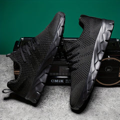 Women's Breathable Flying Woven Sneakers Lace Up Running Shoes Lightweight