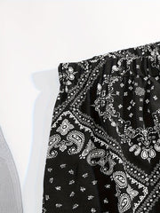 Paisley Scarf Print Wide Leg Pants
