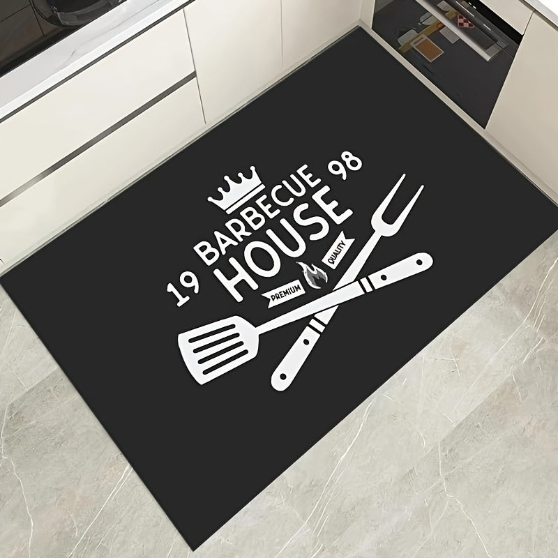 BBQ House Kitchen Mat English Letter Print Rug