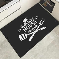 BBQ House Kitchen Mat English Letter Print Rug
