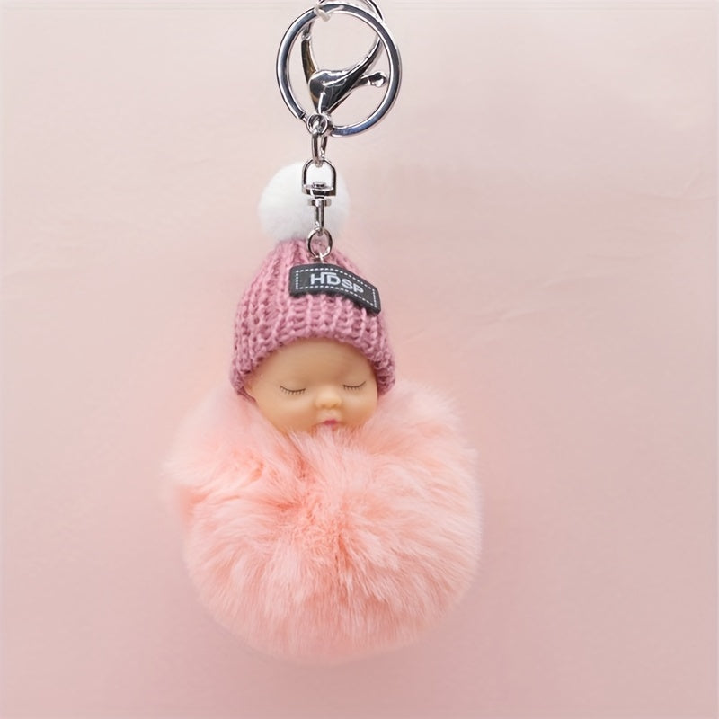 2pcs Hair Ball Keychain Backpack Pendant Christmas Gift