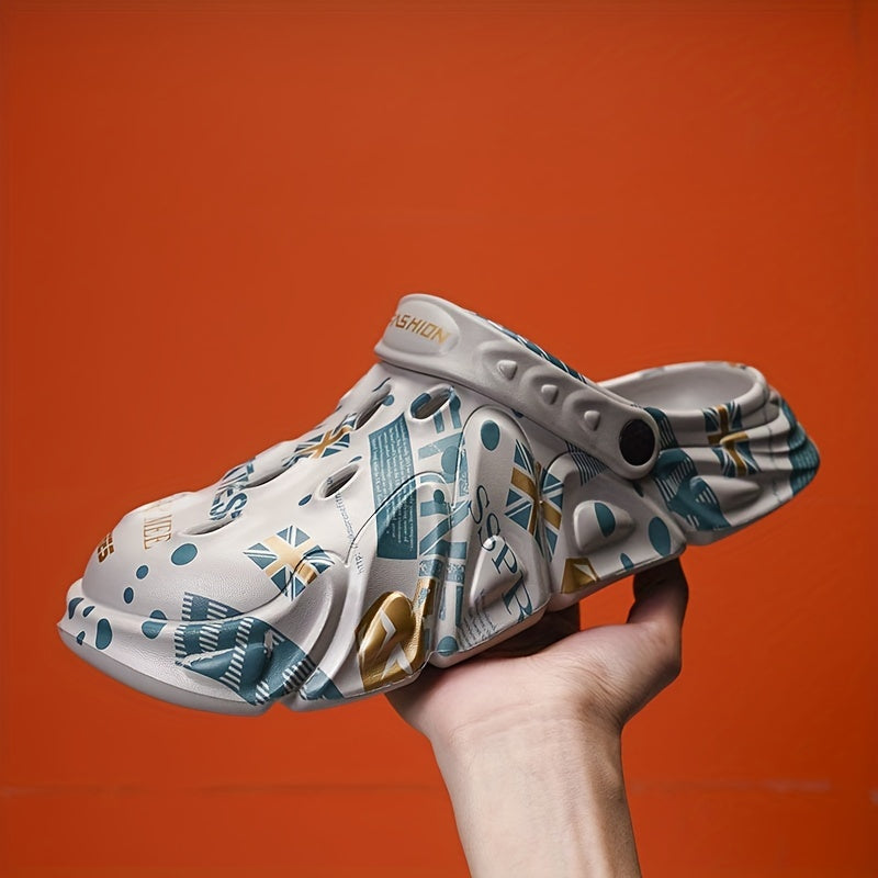 Men's Flag Graphic Print Clog Sandals Strap Casual Outdoor Walking Shoes