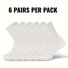6 Pairs Men's Solid Crew Socks Breathable Non-slip Sports Socks