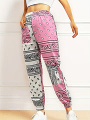 Colorblock Scarf Print High Rise Jogger Pants
