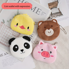 Kids Cartoon Animal Plush Coin Purse & Card Bag, Birthday Gift