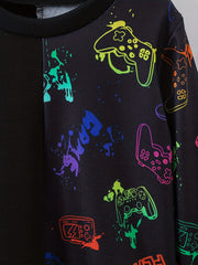Boy's Gamepad Theme 2pcs Sweatshirt & Sweatpants Set