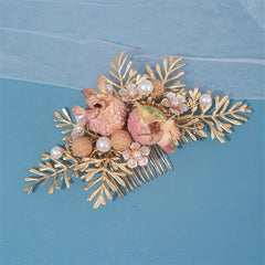 Girl's Christmas Hair Comb Faux Pearl Flower Insert Clip Headdress