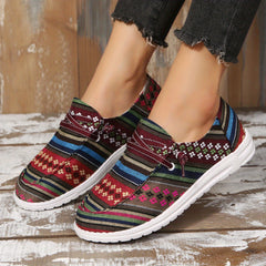Women's Flowers Patterned Canvas Flat Shoes