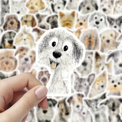 60 Dog Sketch Stickers Reusable Cartoon Pet Decals, Assorted Designs Self Adhesi