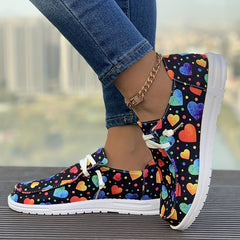 Women's Outdoor Skateboard Shoes with Heart Pattern and Polka Dot Decoration