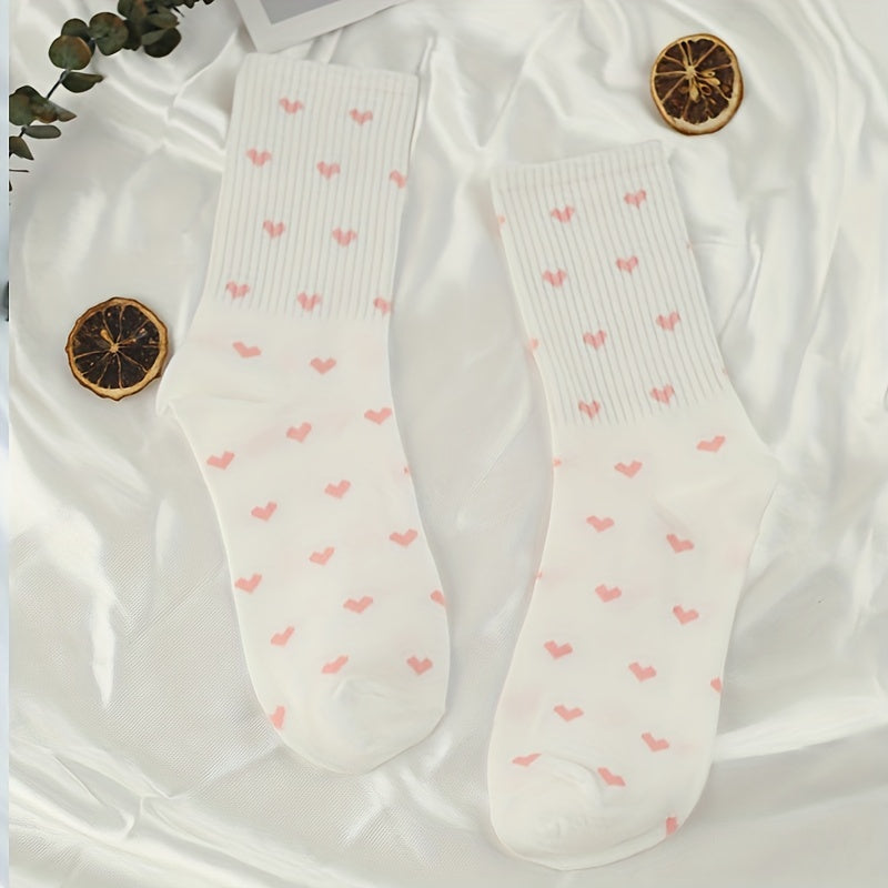 Heart Print Socks Comfy Mid Tube Women's Stockings