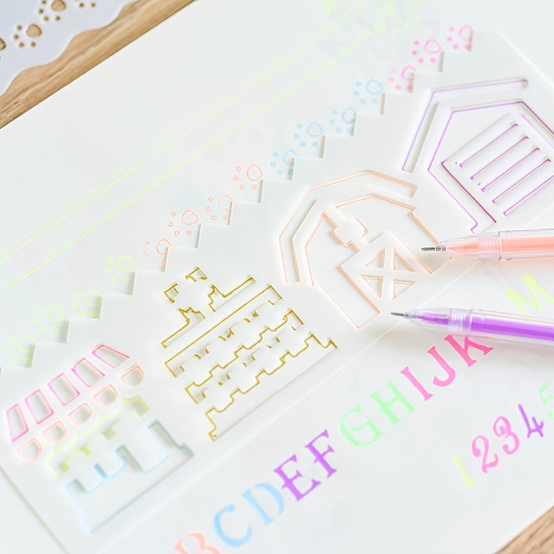 8Pcs Painting Template Hollow Lace Ruler DIY Journal Reusable Stencil Animals