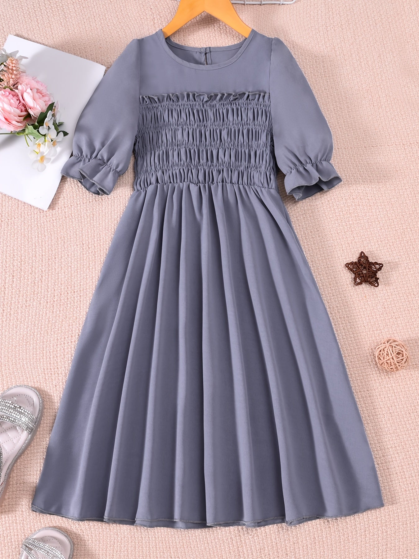 Girls Puff Sleeve Floral Dress For Party Kids Summer Clothes