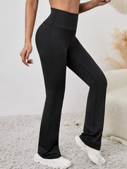 Solid Medium Stretch Fitness Pants Yoga Running Flared Pants
