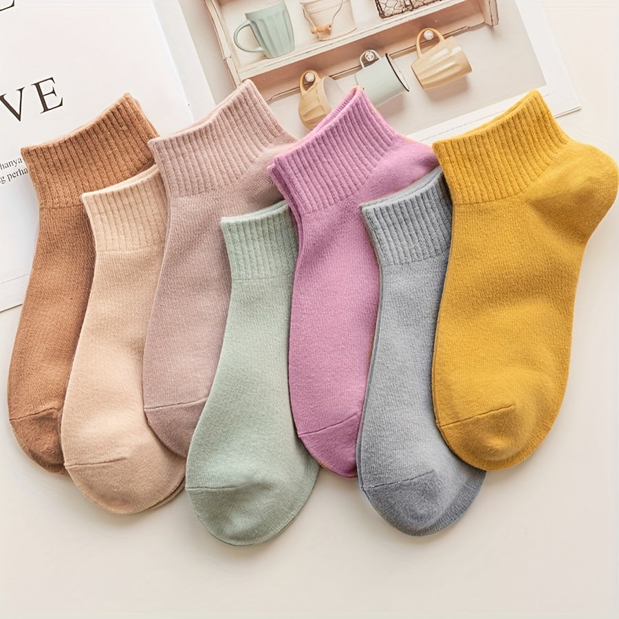 7 Pairs Women's Soft Lightweight Solid Socks Stockings & Hosiery