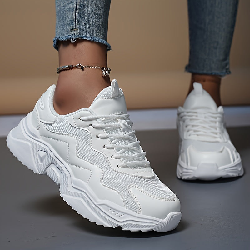 Women's Mesh Chunky Sneakers Non slip Comfort Lace up Athletic Dad Shoes