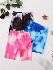 3pcs Kids Girls Tie Dye Elastic Waist Short Leggings Spring Summer Clothes