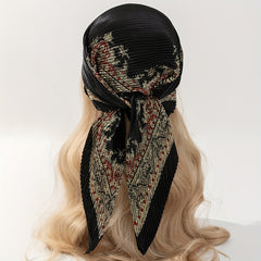 Baroque Pattern Print Bandana Pleated Square Scarf