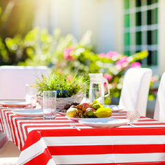 Red Striped Tablecloth Plastic Stripe Table Cover Carnival Circus Waterproof