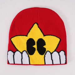 Cartoon Star Jacquard Beanie Candy Lightweight Knitted Skull Cap Unisex