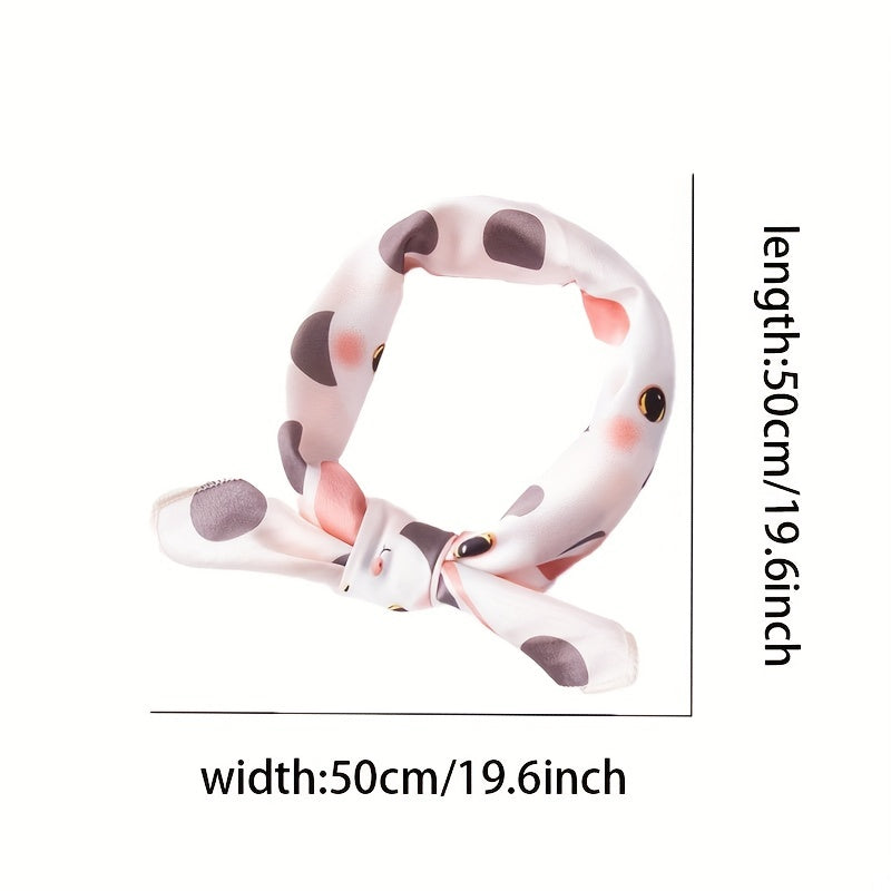 Rabbit Print Scarf Polka Dot Satin Neckerchief Bandana Head Wrap Hair Accessory
