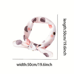 Rabbit Print Scarf Polka Dot Satin Neckerchief Bandana Head Wrap Hair Accessory