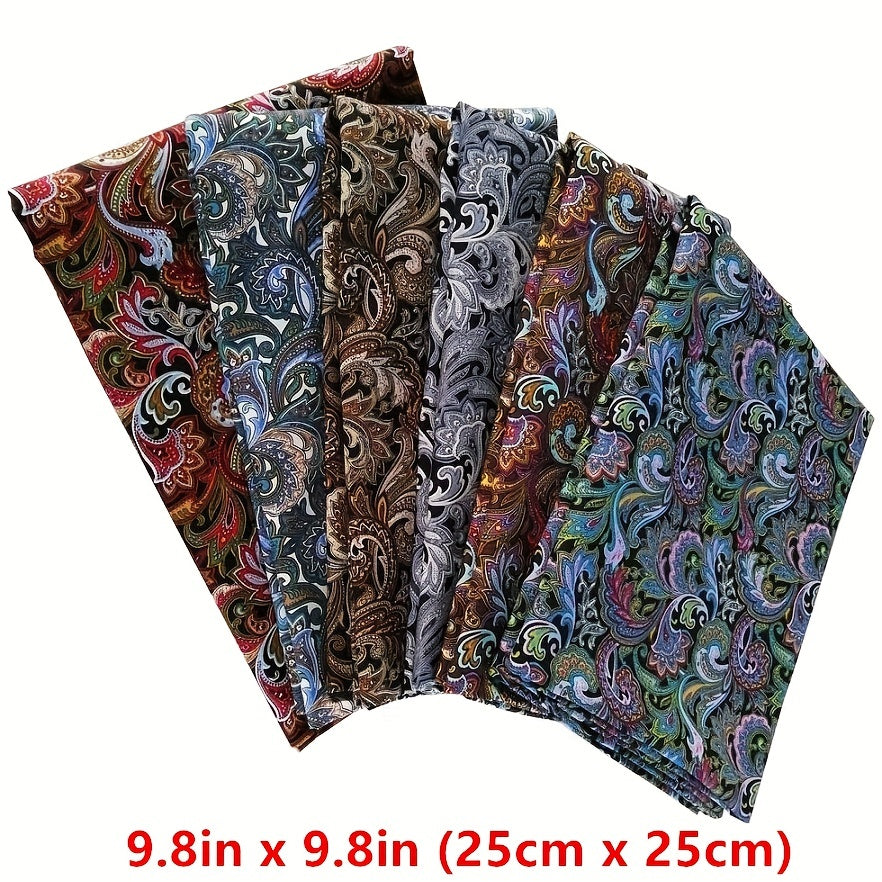 6 Pcs 100% Cotton Cashew Flower Printed Fabric DIY Clothing Mask Material