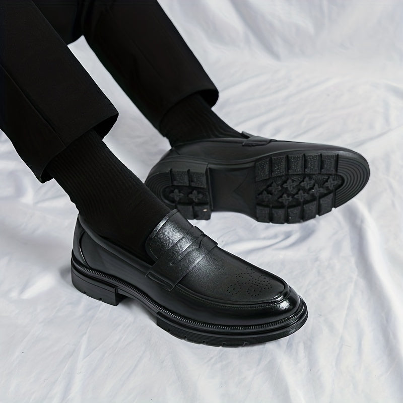 Men's Carved Style Business Shoes Slip On Low Top Classic