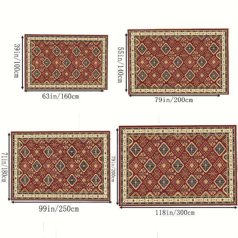 Dark Red American Classic Pattern Large Carpet Soft Area Carpet