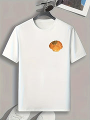 Seashell Pattern Print Men's Comfy Sports T shirt Graphic Tee