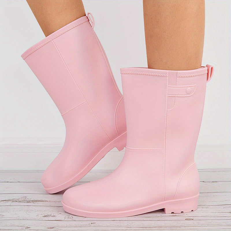 Women's Solid Rain Boots Waterproof Outdoor Boots
