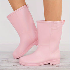 Women's Solid Rain Boots Waterproof Outdoor Boots