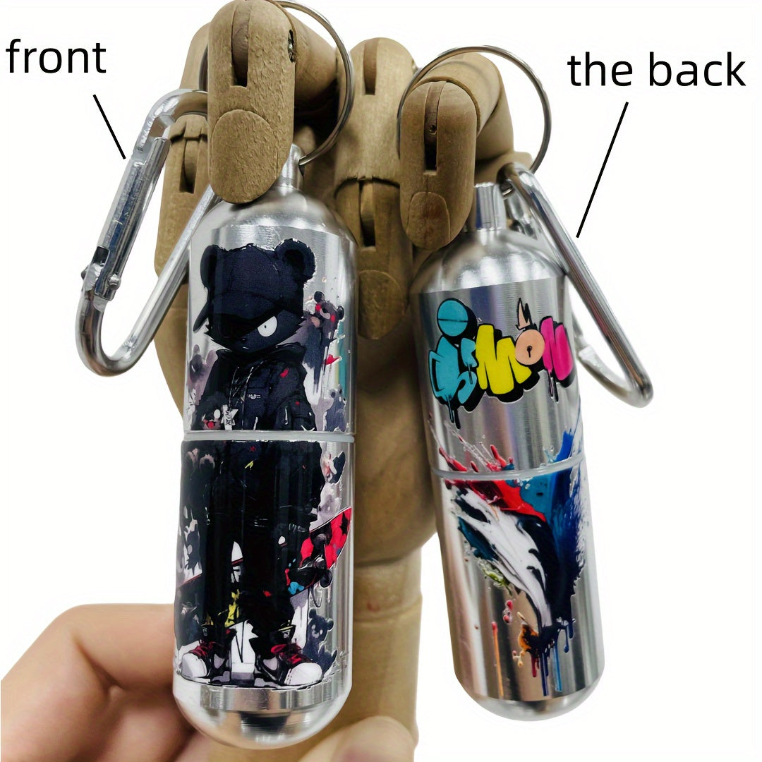 Bear Aluminum Keychain Keyring Waterproof Pill Storage Box