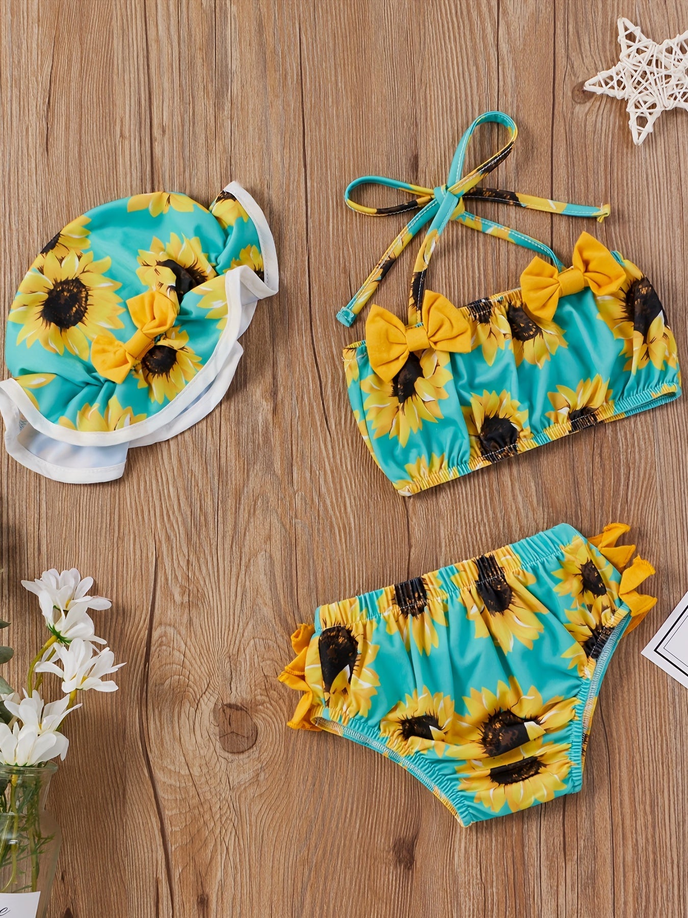 Baby Girls Sunflower Bikini Tankini Swimsuit Set
