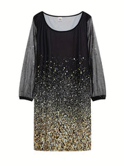 Women's Floral Print Long Sleeve V Neck Dress
