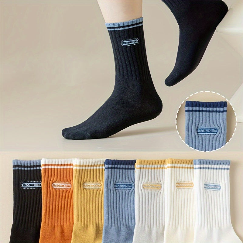 5 Pairs Men's Deodorant Mid Calf Socks for Autumn and Winter