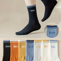 5 Pairs Men's Deodorant Mid Calf Socks for Autumn and Winter